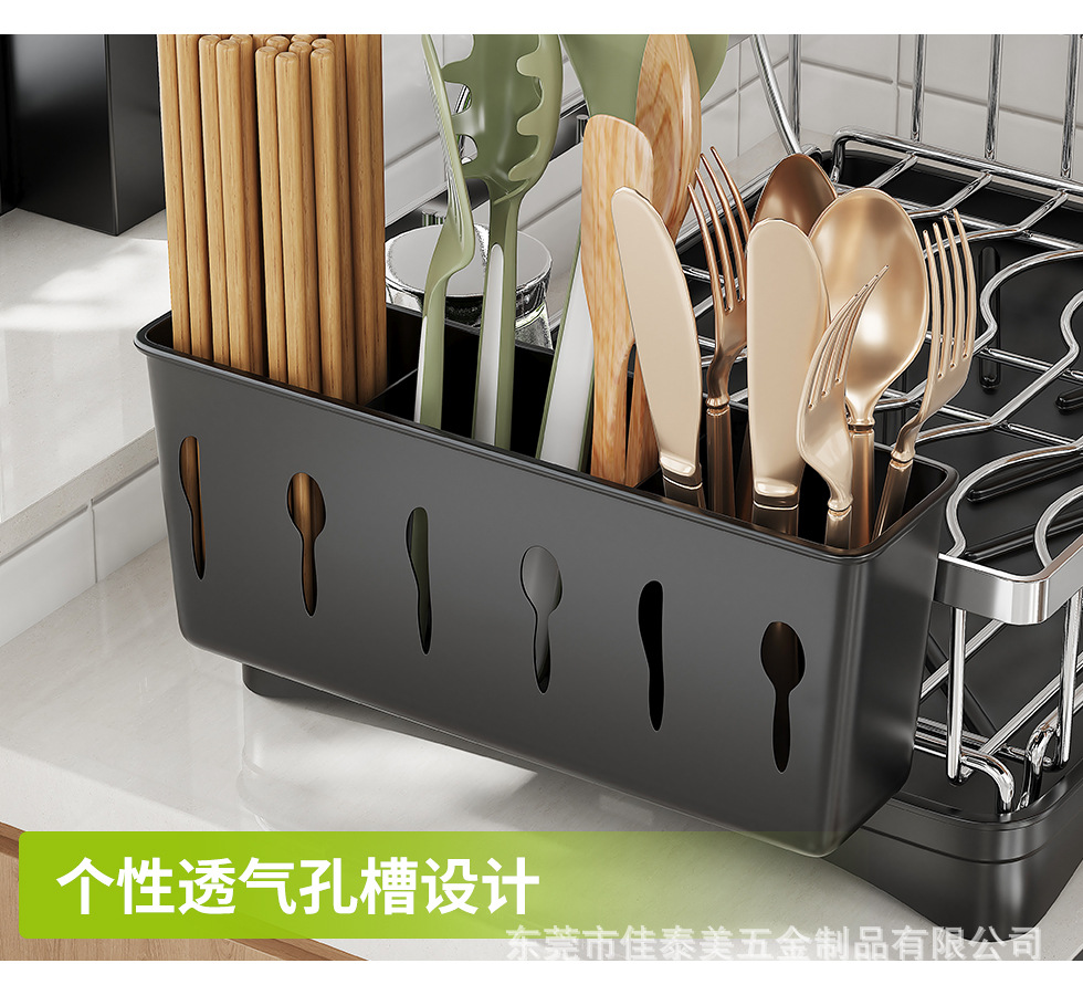 304不锈钢碗碟架双层简易水槽旁碗碟刀叉沥水架家用餐具收纳碗架详情13