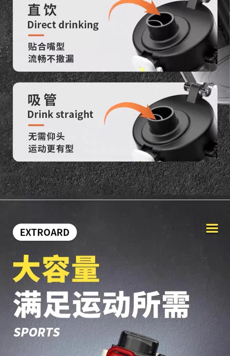 New 2024 model water cup for boys, a large-capacity plastic double-drinking sports water cup for college students pic 10