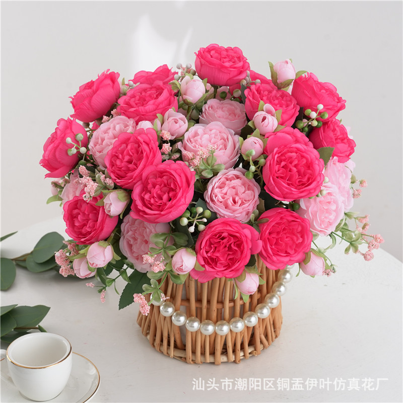 9色 仿真花春色牡丹 芍药玫瑰花家居摆件婚庆手捧花路引桌面装饰详情19