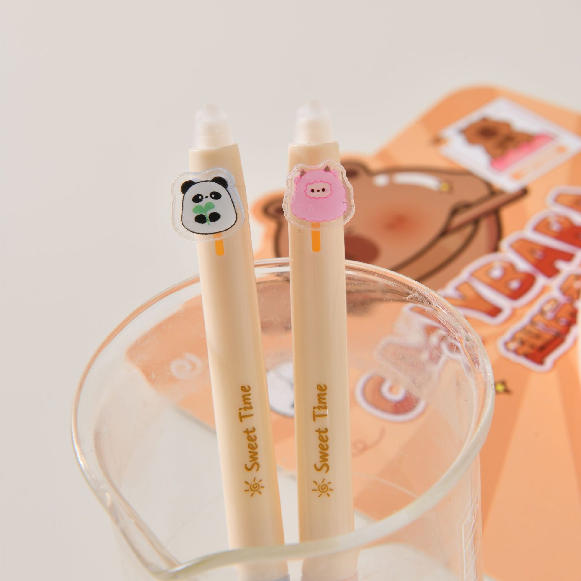 创意熊猫卡通速干可擦笔学生中性笔高颜值办公学习文具贴纸详情6