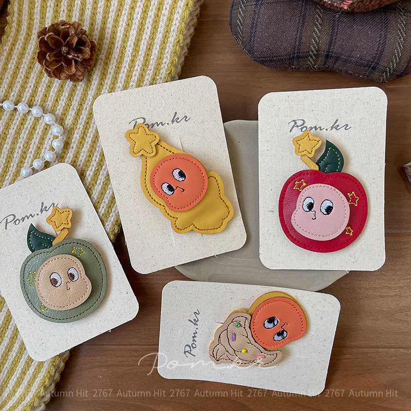 童趣卡通发夹 立体皮质表情水果侧边夹少女心 ins 风碎发刘海夹韩详情4