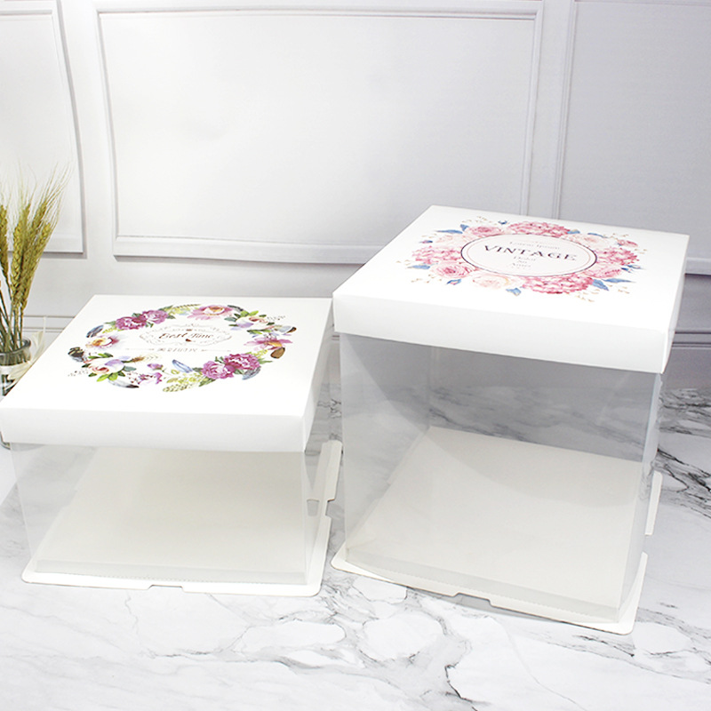 Wholesale 46810-inch double-layer transparent birthday cake box, raised cake box, Barbie doll square packaging box pic 4
