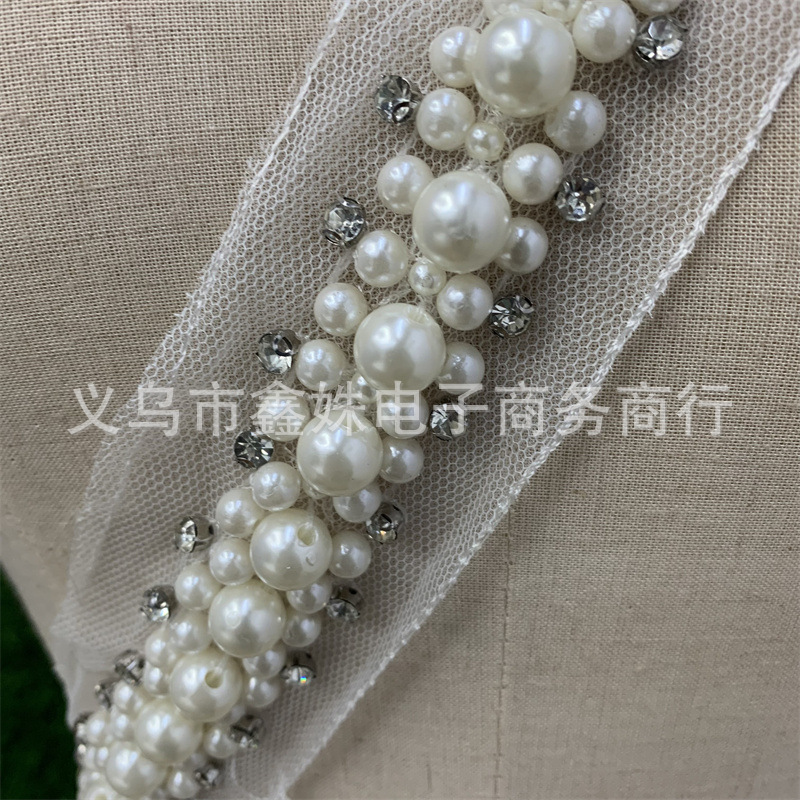 手缝珍珠服装辅料网纱手工钉珠花边服装辅料配件详情4