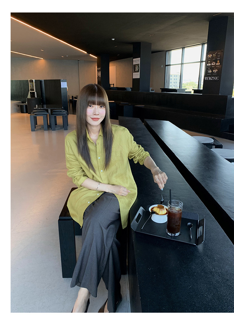 clean 慵懒舒适亚麻衬衣女2025十三行春季新款韩版时装衬衫 52271详情21