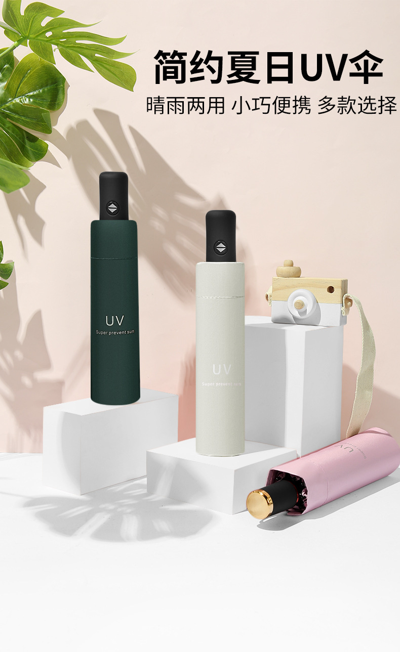 UV fully automatic opening and closing black rubber sunshade umbrella, weather umbrella, protective umbrella, sun protection three-fold umbrella, advertising umbrella, printed logo pic 2