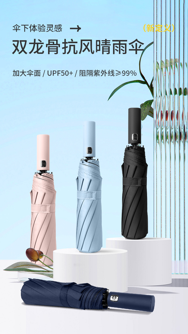 雨伞折叠伞高级感全自动大号太阳伞防紫外线遮阳伞晴雨两用广告伞详情9