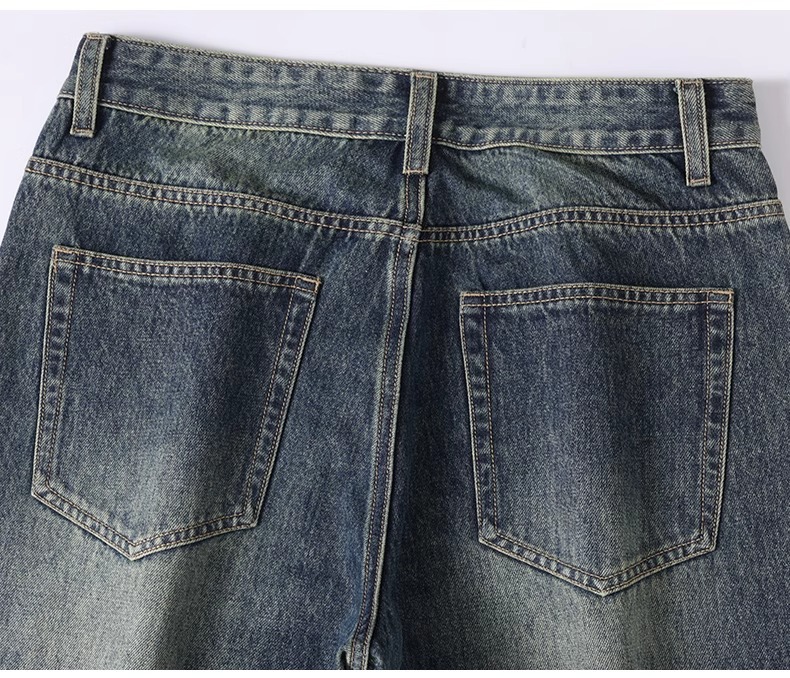 春秋季潮牌男士阔腿牛仔裤 直筒宽松美式高街风格 男生百搭休闲长裤子 其他分类款式随机详情13