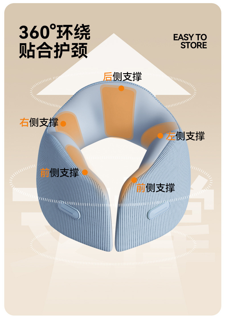 Capibala portable U-pillow, U-shaped neck pillow, travel pillow, storage U-shaped pillow, neck support pillow, multi-functional, comfortable and portable pic 4