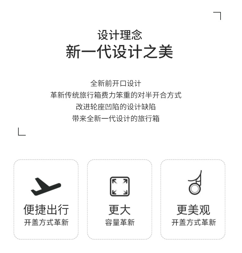 20寸女士拉杆登机箱 24寸男士大容量旅行箱 前置开口设计密码箱 多功能行李箱 满足出行需求详情4