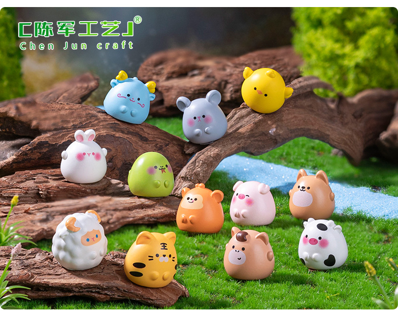 Micro-landscape creative, cute, 12 zodiac cute diy decorative items, blind bag accessories, car-mounted desktop small ornaments pic 38