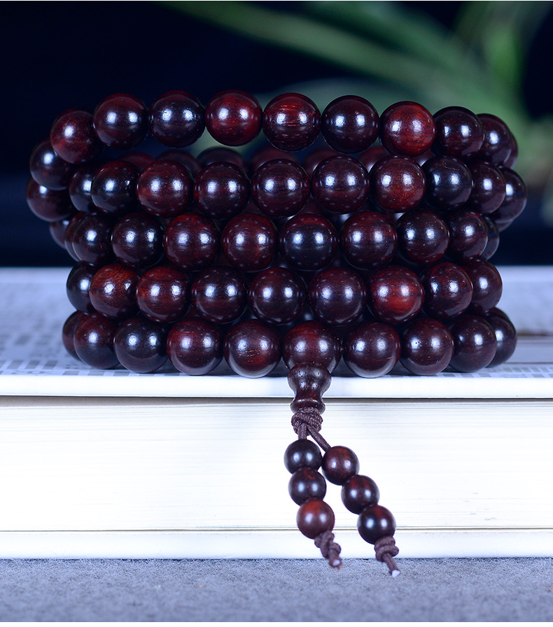 印度小叶紫檀金星手链 108佛珠念珠 檀香紫檀木手串 包浆老料 文玩情侣款 佛珠手链礼品详情13