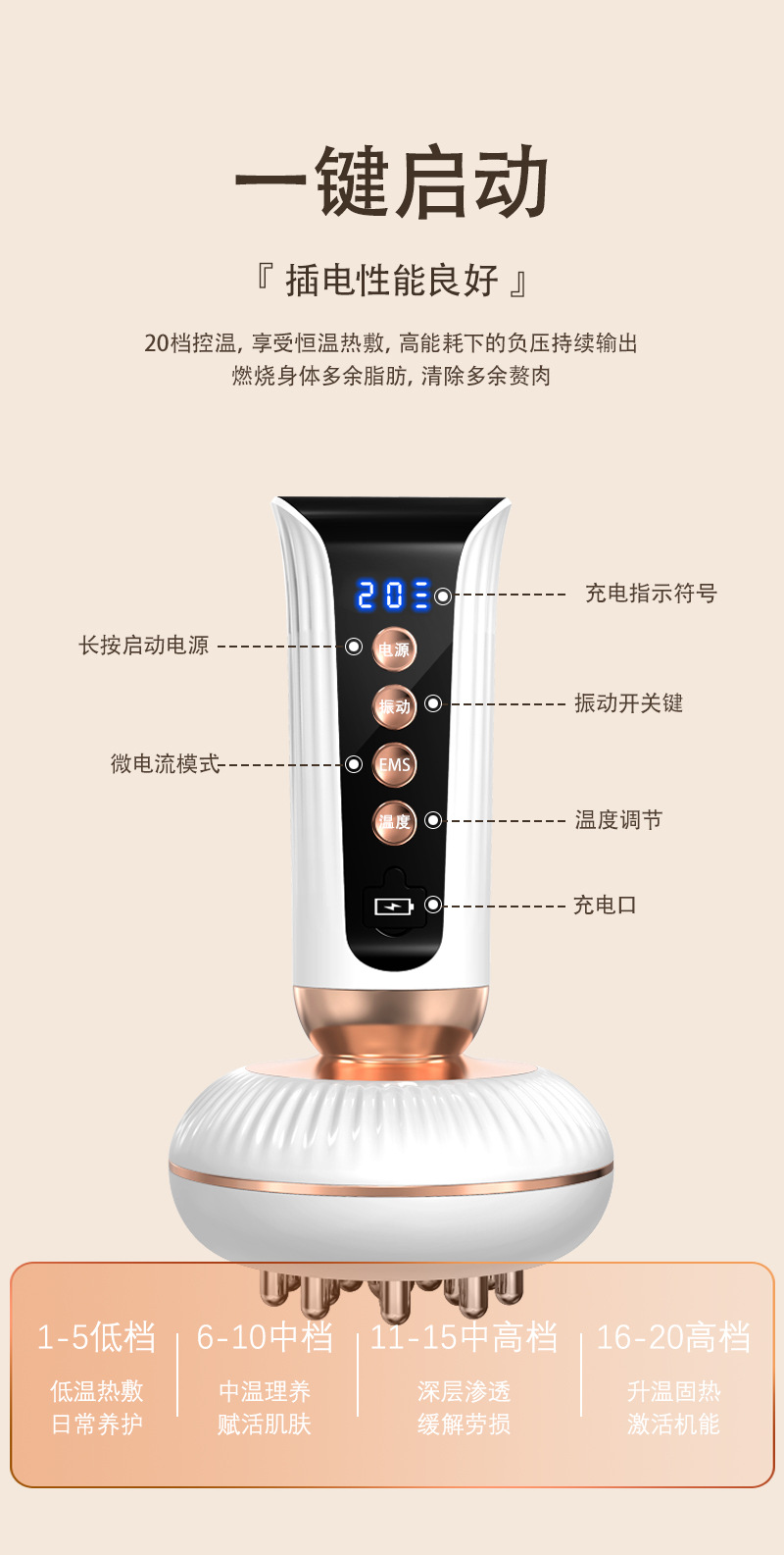 shanilak cepillo de meridianos eléctrico doméstico amasado de cuerpo completo cepillo de barriga instrumento de presión de piernas instrumento de masaje de destapamiento calentador de masaje gua sha instrumento pic 7
