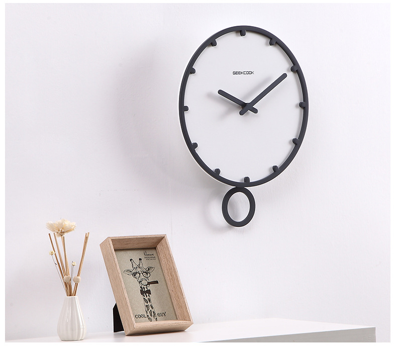 极客库 一件代发简约北欧时钟:与时摇摆 创意家居木钟表 挂的钟详情12