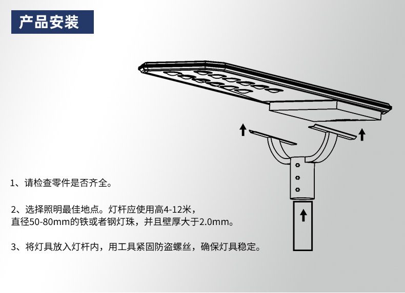 新款太阳能一体化路灯照明灯投光灯户外防水庭院灯天黑自动亮壁灯详情13