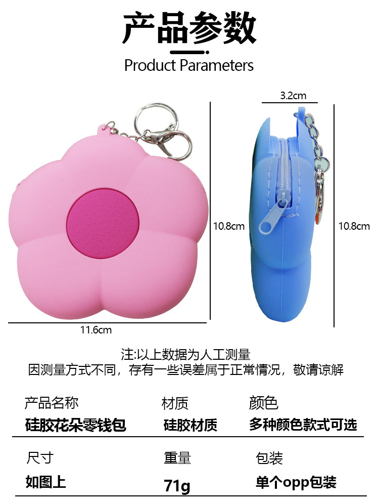 2025新款花朵硅胶零钱包迷你卡通可爱拉链小钱包学生硬币耳机包详情3