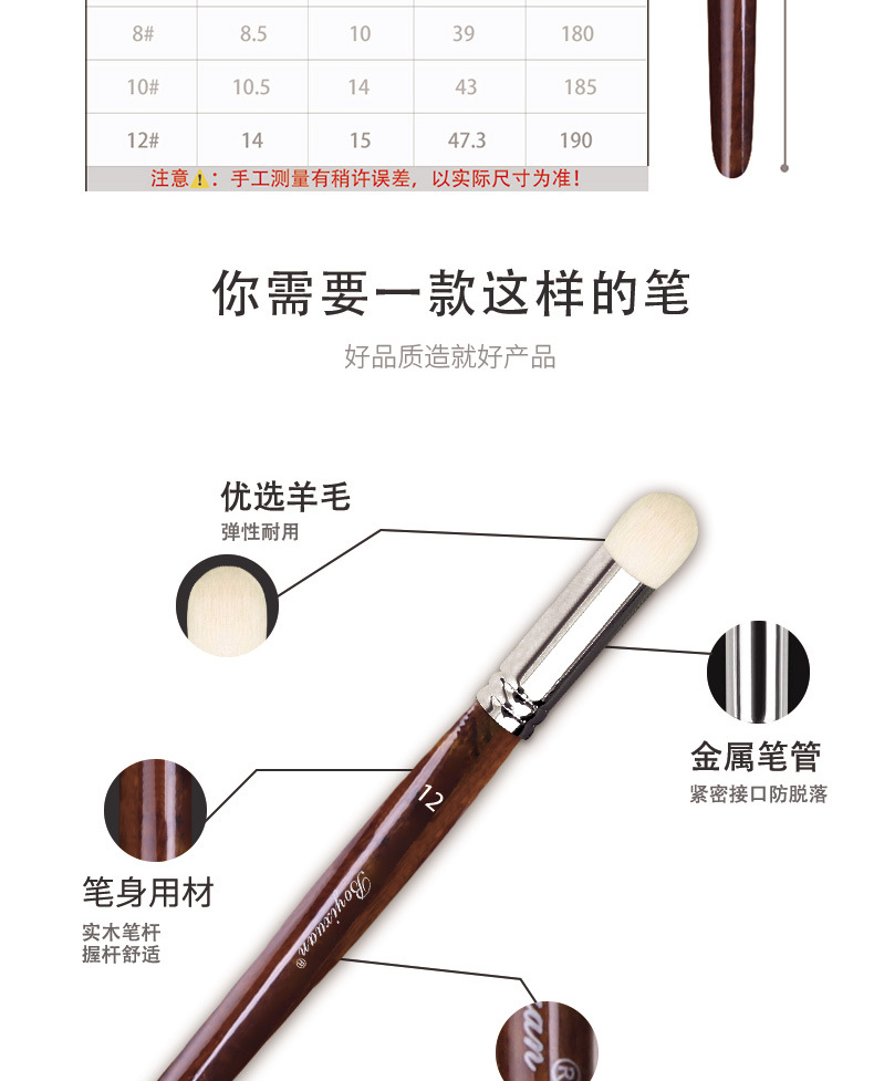 Boyixuan cross-border best-selling amber brown wool makeup brushes, high-quality detail engraving dry brushes, in stock for wholesale pic 3