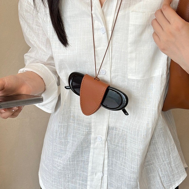 长款皮质抽拉钥匙包穿搭挂件挂脖皮牌项链挂眼镜钥匙扣小众配饰潮详情2