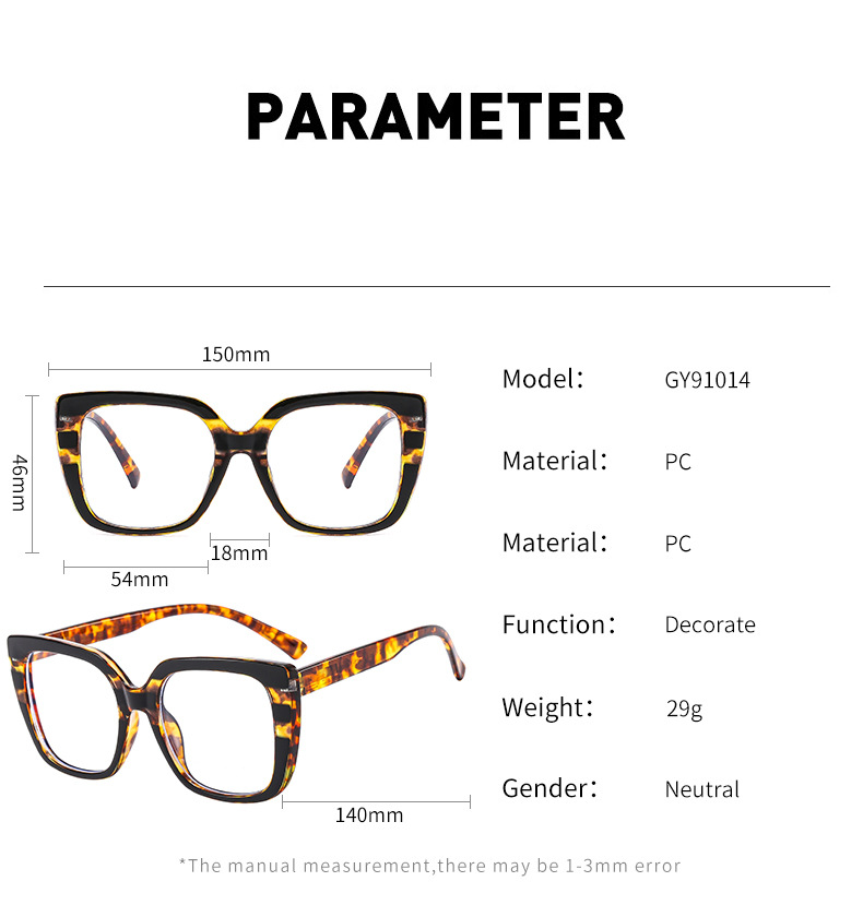Cross-border best-selling optical glasses, European and American fashionable flat light glasses, anti-blue light rainbow large frame design, flower frame glasses frame wholesale discount, elegant and fashionable, protecting eyesight pic 13
