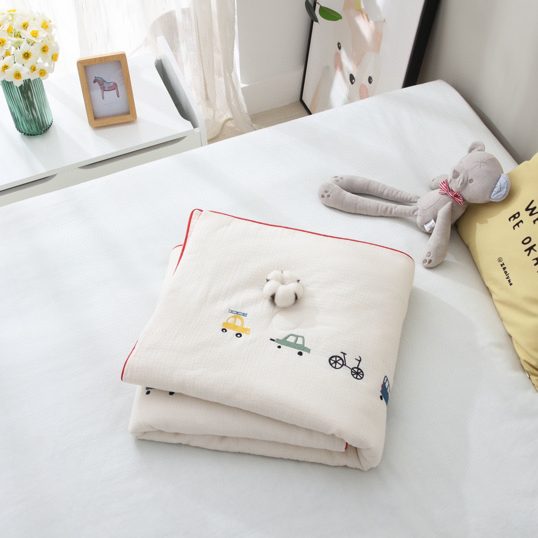 Summer pure cotton double-layer gauze air-conditioned quilt for newborns, washed and embroidered baby summer quilt pic 19