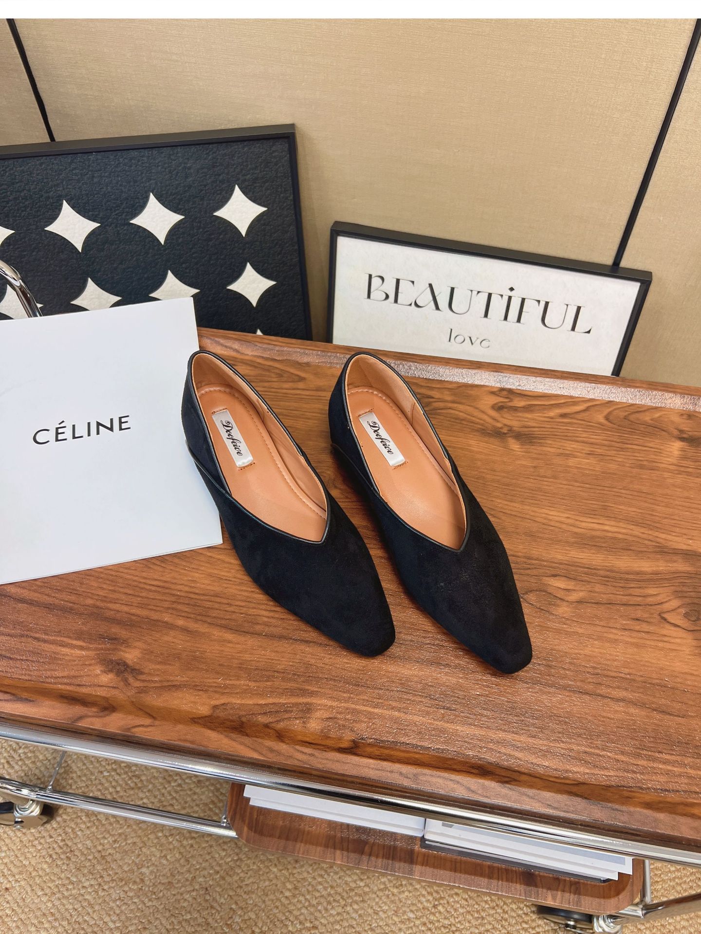 Pointed-toe leopard print insole height-increasing single shoes for women in autumn and winter, suede French commuter two-in-one flat single shoes, ladle shoes, grandma shoes pic 8