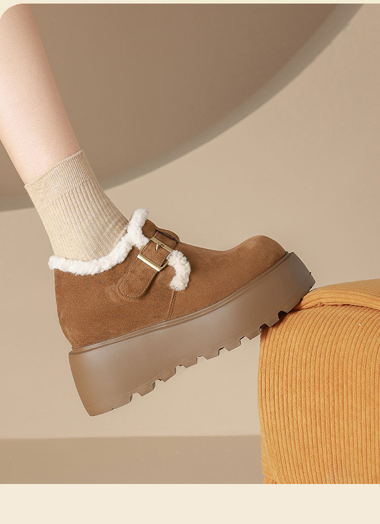 厚底勃肯鞋女2025冬新款英伦风小皮鞋加绒雪地靴10cm内增高乐福鞋详情15