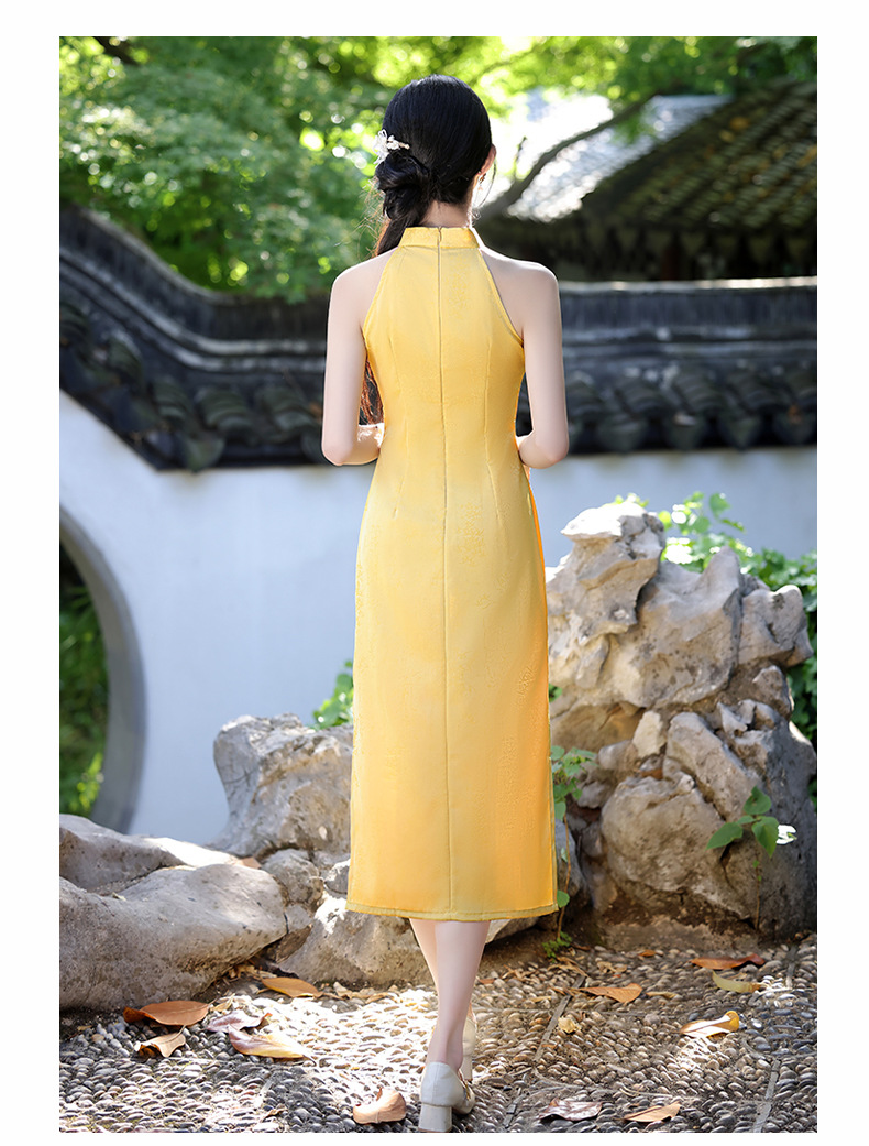Yellow cheongsam 2025 new style young girl new Chinese-style daily improved sleeveless beautiful dress for summer pic 10
