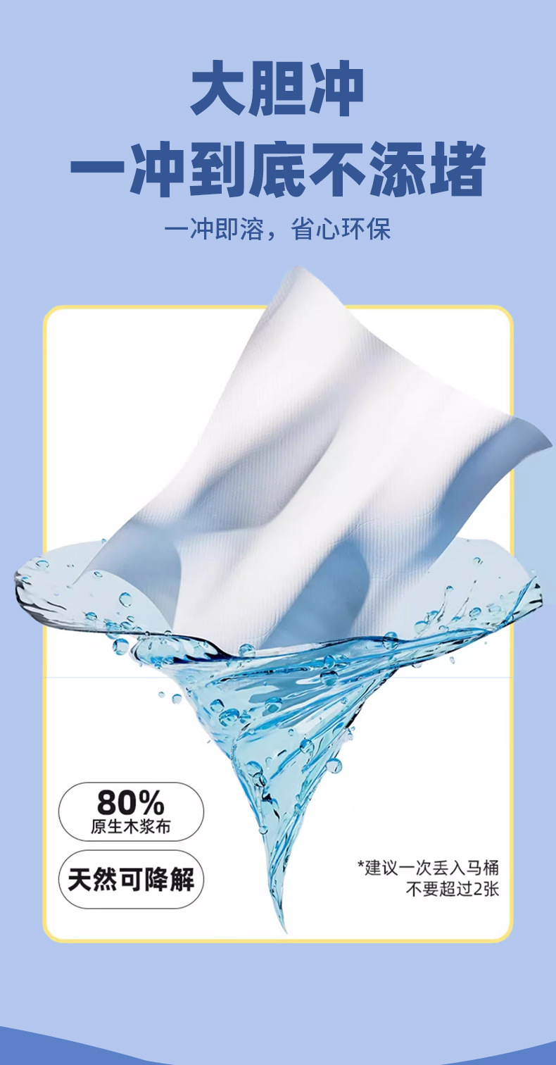 乐米奇点断不连抽大包80抽湿厕纸家用超划算可冲湿纸巾纯水湿厕纸详情9