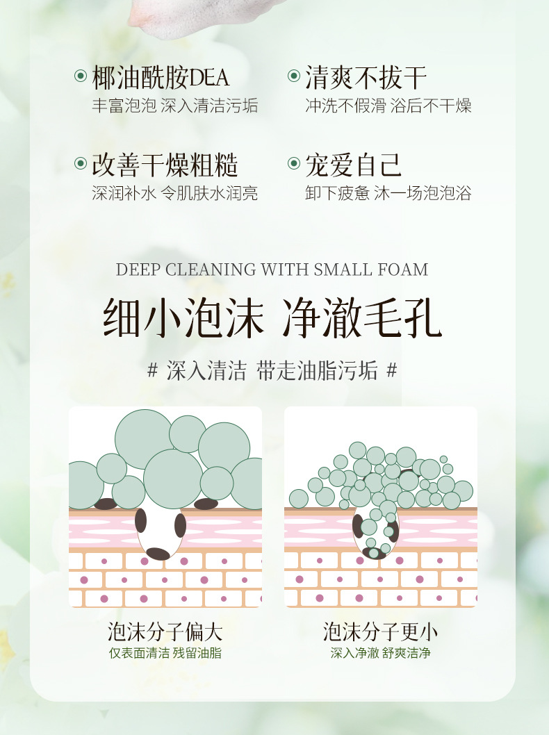 【包邮】欧丽琦花香樱花沐浴露温和清洁持久留香茉莉大容量沐浴乳详情26