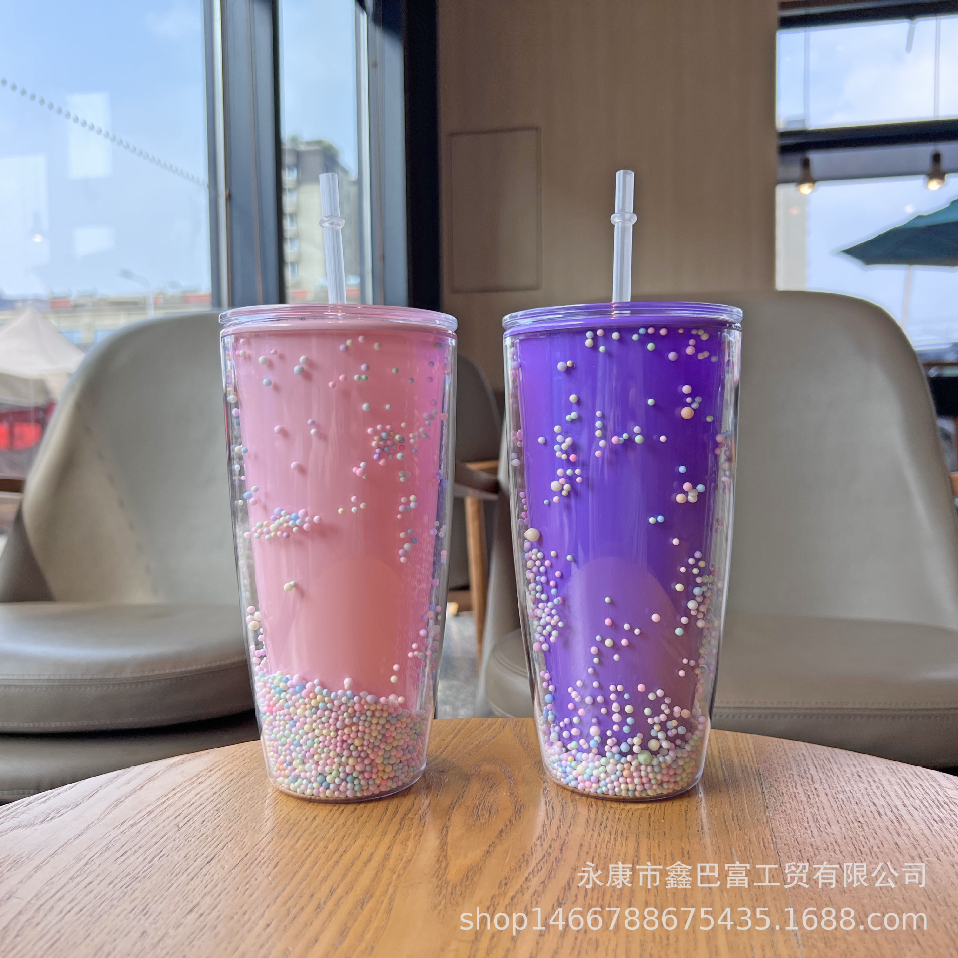 跨境爆款网红奶茶杯双层塑料水杯高颜值吸管杯大容量女神杯子批发详情27