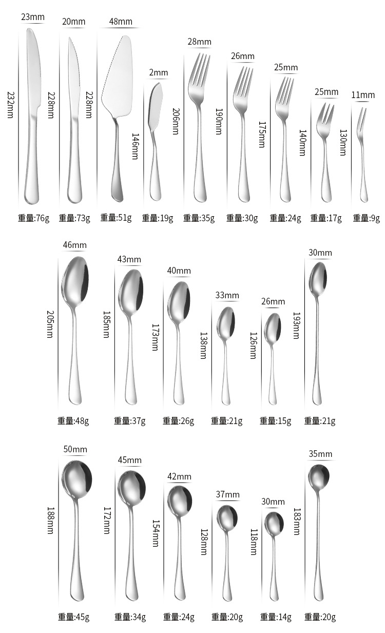 1010系列不锈钢刀叉勺西餐具牛排刀叉勺套装冰勺搅拌勺披萨牛油刀详情13