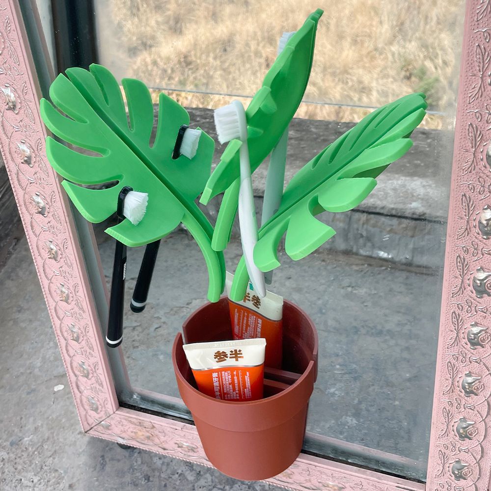 跨境新款Monstera Coaster龟背竹杯垫3D打印植物装饰品塑料工艺摆件详情2