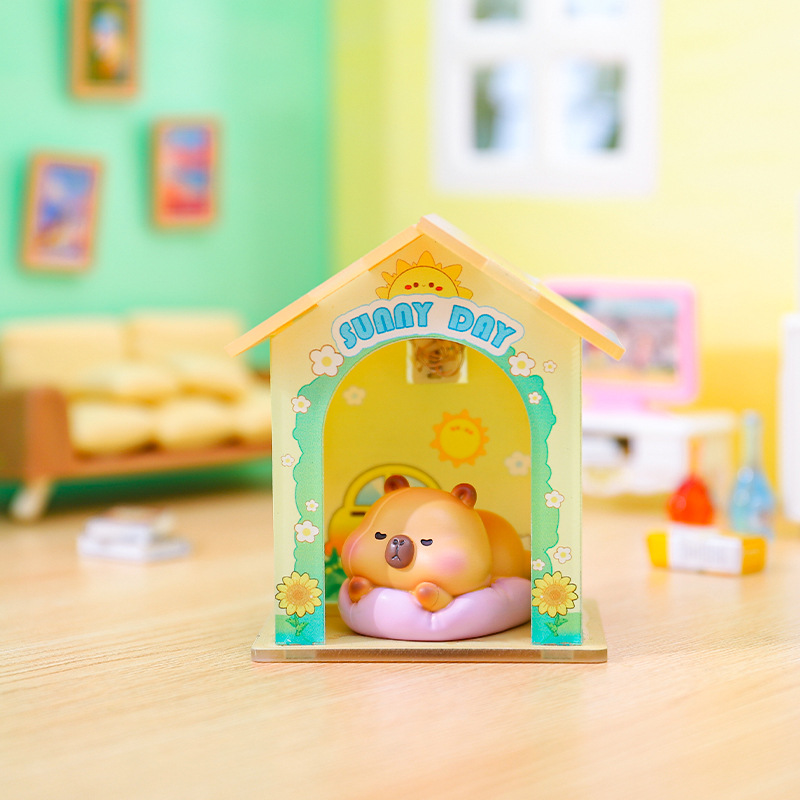 新款抖音同款卡皮巴拉快乐宅生豚豚仔盲盒创意带房桌面摆件礼物详情47