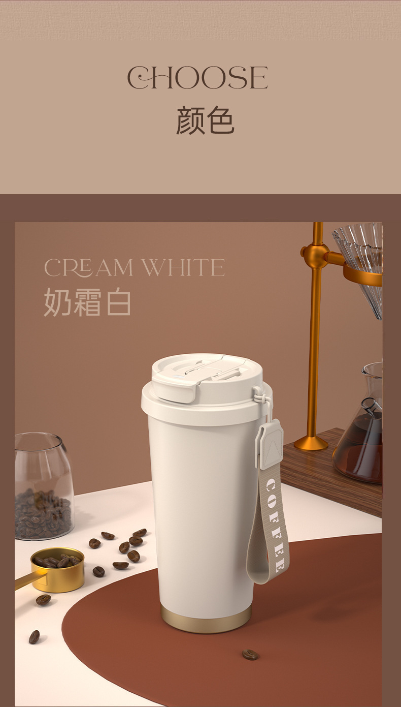 The new Lily of the Bell high appearance level insulated cup, seamless inner liner, double-drinking coffee cup, 316 stainless steel ceramic inner liner, water cup pic 24