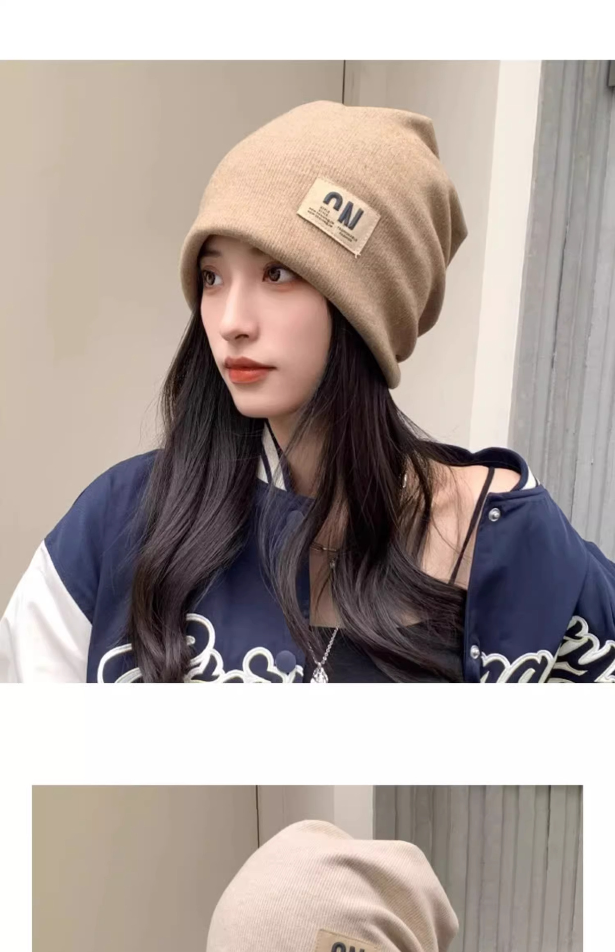 秋季女士保暖堆堆帽 针织显脸小月子帽 冷帽包头帽 防风防寒护耳套头帽 成人帽款详情5