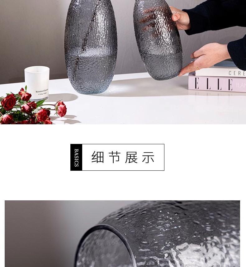 Free shipping for large glass vases, light luxury retro transparent water-grown dragon willow and horse drunken wood ornaments, living room flower arrangements pic 8