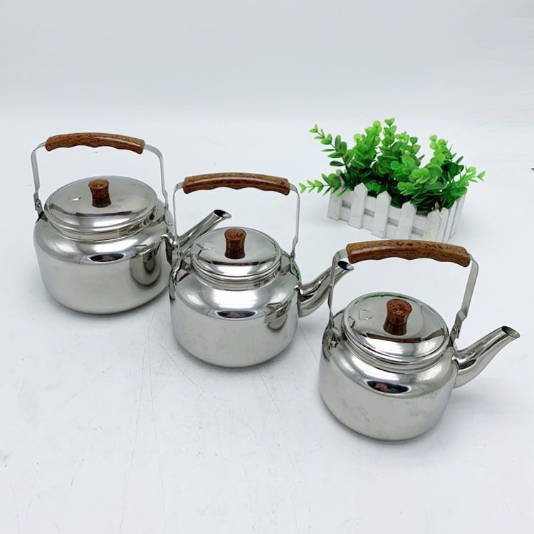 不锈钢水壶木纹柄1.0L多用壶户外电磁炉加厚小水壶无磁手提百合壶详情2