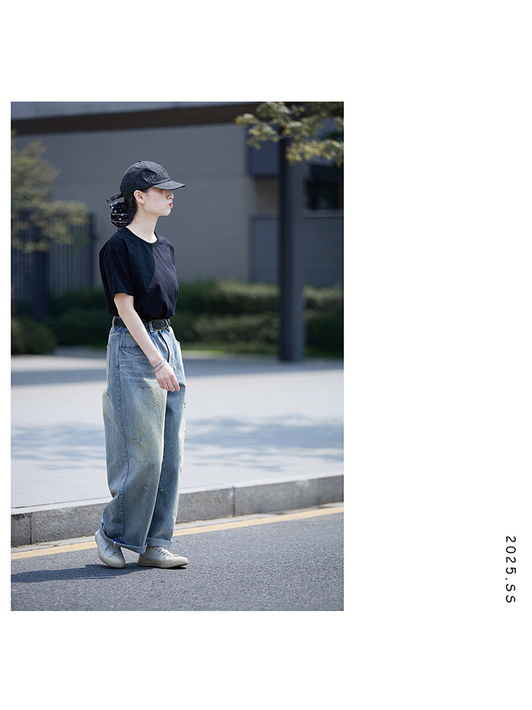 【 Random Thoughts 】 Summer Storm Ripped Heavy Washed jeans straight-leg pants for all four seasons pic 36