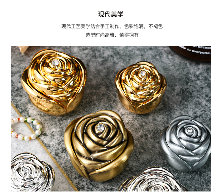 欧式金属玫瑰花苞首饰盒项链戒指盒高档结婚求爱珠宝盒精致收纳盒详情12
