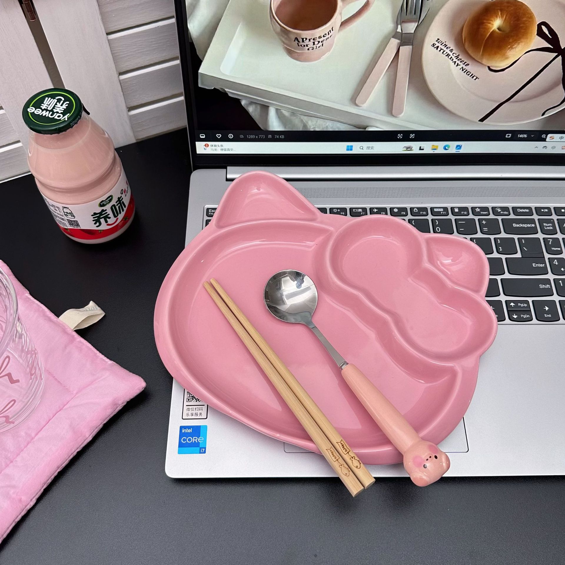 Cute cartoon cat ceramic creative compartments tableware, high appearance level, breakfast fruit salad pose, irregular plates pic 10