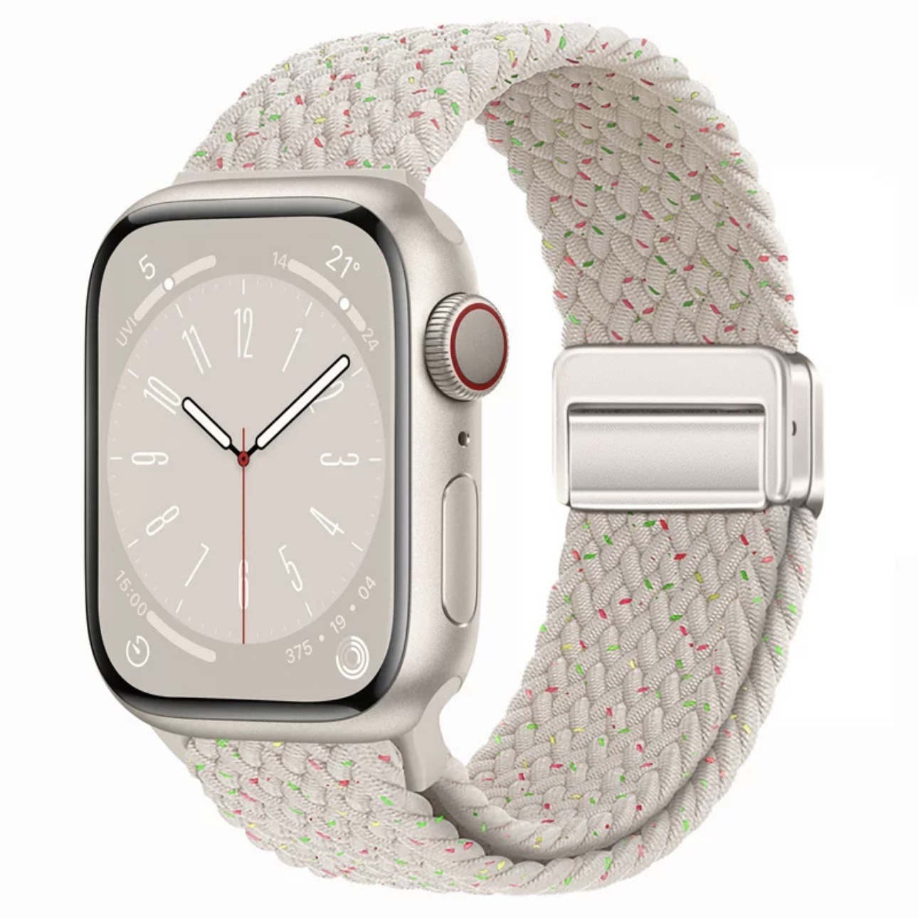 适用iwatch苹果表带磁吸尼龙编织S10弹力彩虹Applewatch手表带详情10