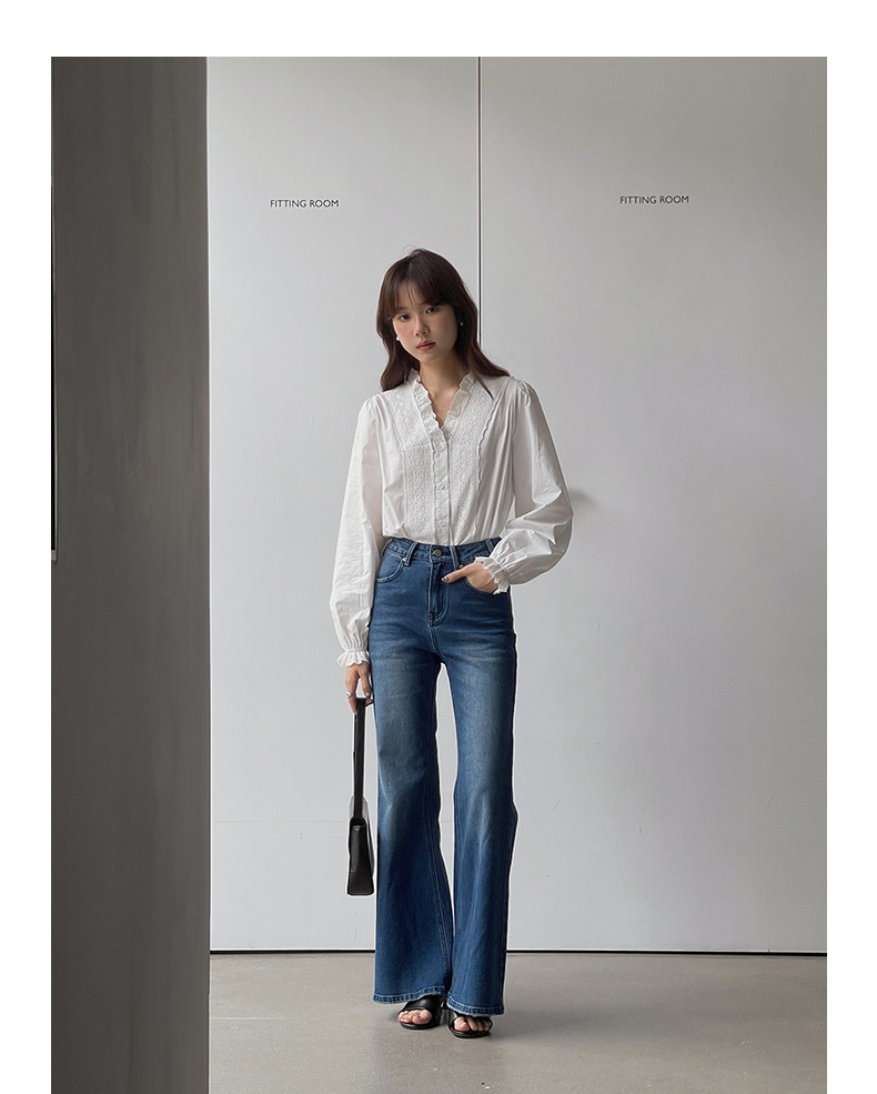 【90s Retro Horn 】 Ge Ming High-waisted slightly flared jeans for Women 2025 Spring New floor-length Pants R155H pic 26