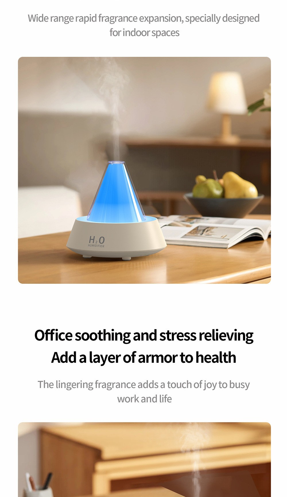 Cross-border Amazon simulation Seven-color glow aroma diffuser, home desktop, bedroom ultrasonic silent humidifier, household appliances pic 12