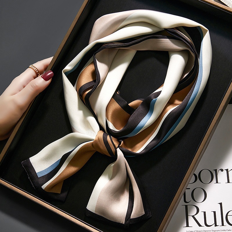 仿丝绸感围巾女式头巾时尚丝滑透气轻质颈巾手提包配件发巾围巾详情7
