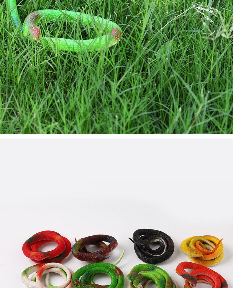 Factory wholesale 68cm eco-friendly rubber snake prank toys, soft rubber fake snakes, Halloween prank toy snakes pic 57