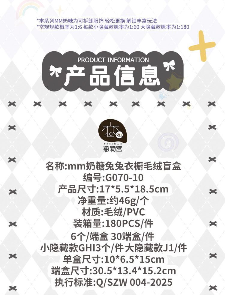 mm Milk candy Rabbit Wardrobe Plush Blind Box, cute rabbit Sauce plush blind box, girl baby pendant small gift pic 5