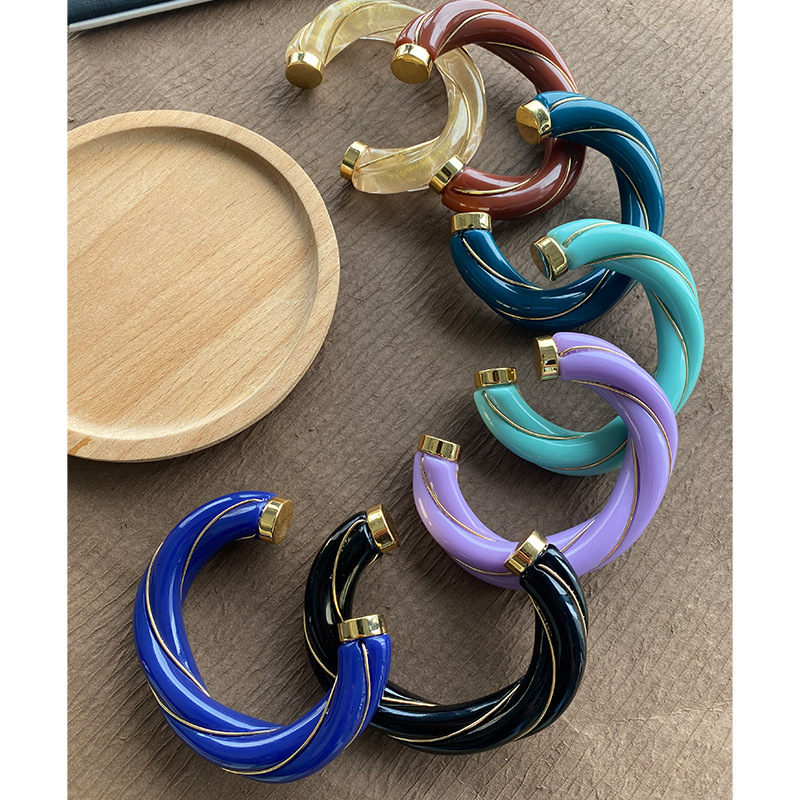 法国复古小众设计扭结设计马卡龙开口手镯个性中古独特轻奢高级感详情6