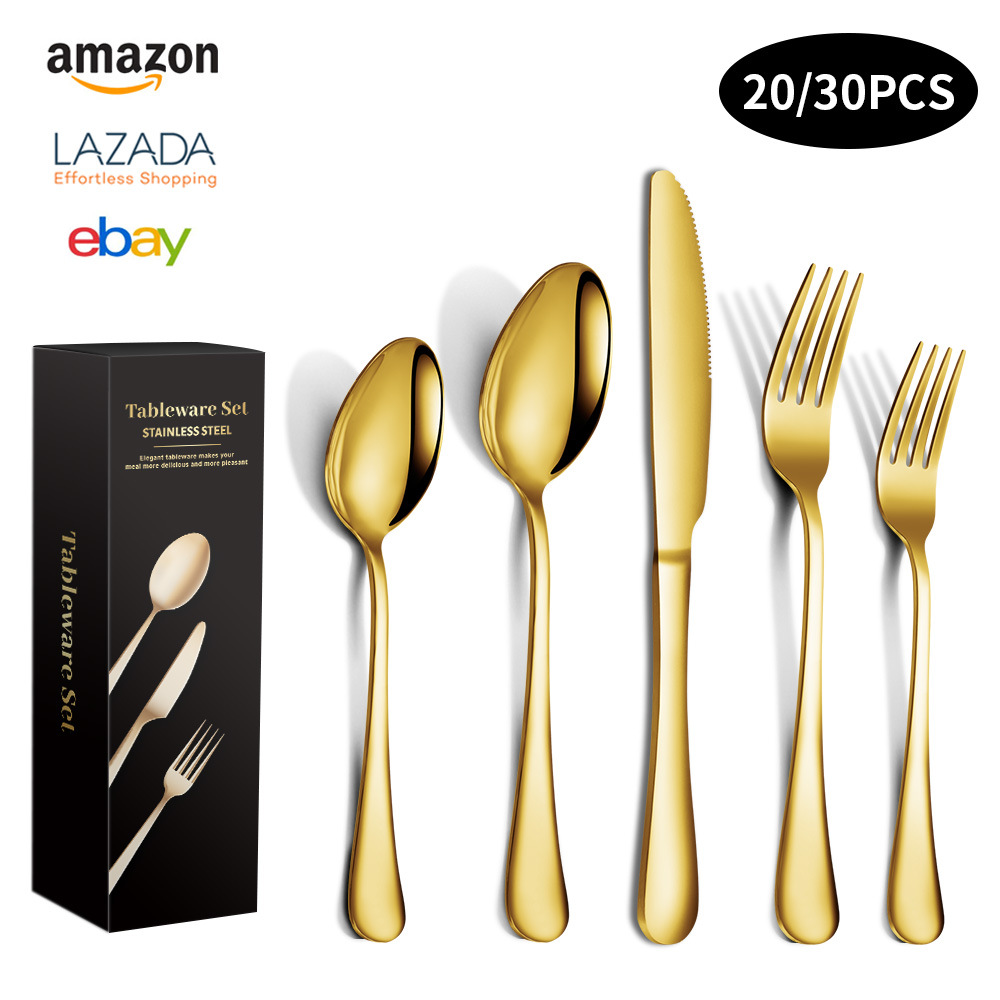 Cross-border Amazon 1010 stainless steel tableware 5 sets 20/30 pieces Western steak knife, fork and spoon set pic 2