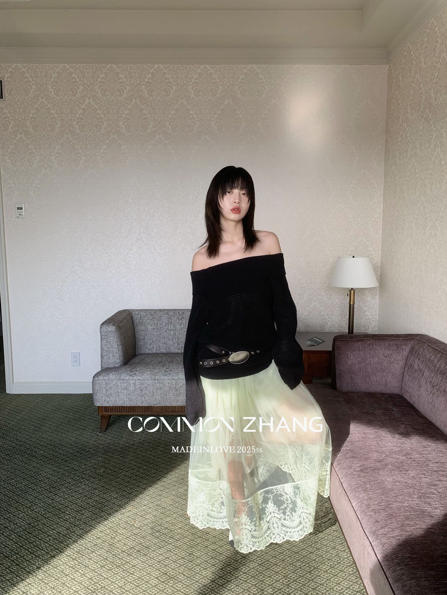 CZ ZHANG韩版网纱蕾丝拼接层次感微透高腰显瘦a字半身裙女B12103详情34