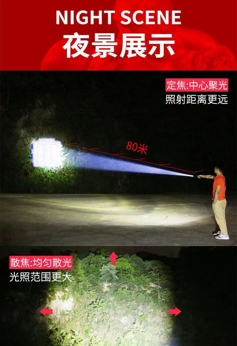 迷你强光手电筒USB充电铝合金电筒超亮LED灯珠调焦远射便捷手电筒详情11