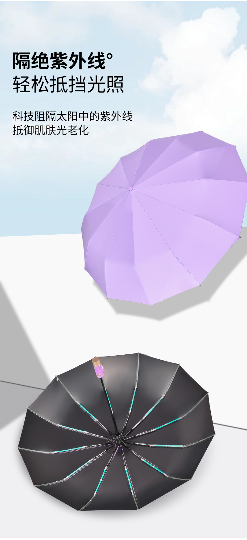 2026 model of fully automatic umbrella, new technology, super windproof black rubber, sun protection and UV protection, multi-color enlarged, all-weather and all-weather umbrella, sunshade pic 5